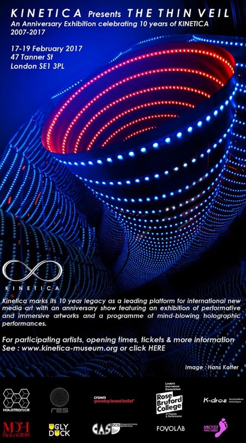 17th-19th Feb Transforming from Stardust in Holographic form and workshop at KINETICA exhibition